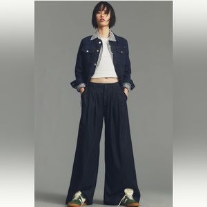 NWT Avery Pleated Wideleg Trouser Jeans by Maeve 30Tall